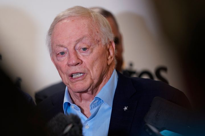 Dallas Cowboys team owner Jerry Jones, shown at an Aug. 26 news conference, is facing a sexual assault case in which the team itself is accused of being "complicit and negligent."