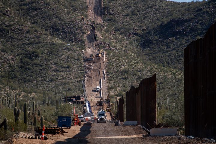 Border wall construction at Organ Pipe Cactus National Monument in Lukeville, Arizona, on Jan. 7, 2020. 