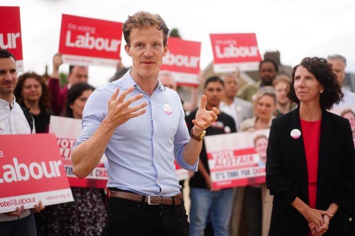 Labour Party chair Anneliese Dodds meeting local activists with Labour's Mid Bedfordshire by-election candidate Alistair Strathern.