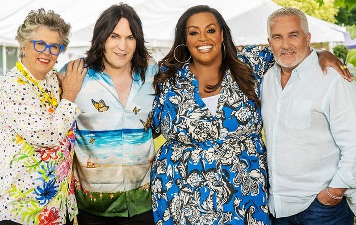 Bake Off stars Prue Leith, Noel Fielding, Alison Hammond and Paul Hollywood