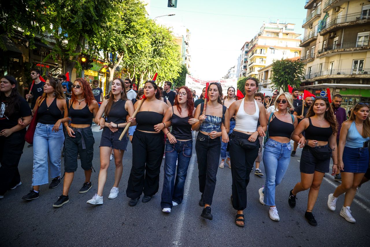 Συγκέντρωση διαμαρτυρίας στην Καμάρα μελών φοιτητικών συλλόγων της Θεσσαλονίκης, στα πλαίσια της έναρξης της 87ης ΔΕΘ, Σάββατο 9 Σεπτεμβρίου 2023 (ΡΑΦΑΗΛ ΓΕΩΡΓΙΑΔΗΣ/EUROKINISSI)