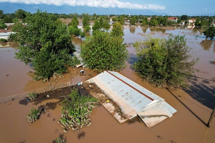 A flooded area is seen in the aftermath of Storm Daniel, in Megala Kalyvia, Greece, September 9, 2023. REUTERS/Giannis Floulis