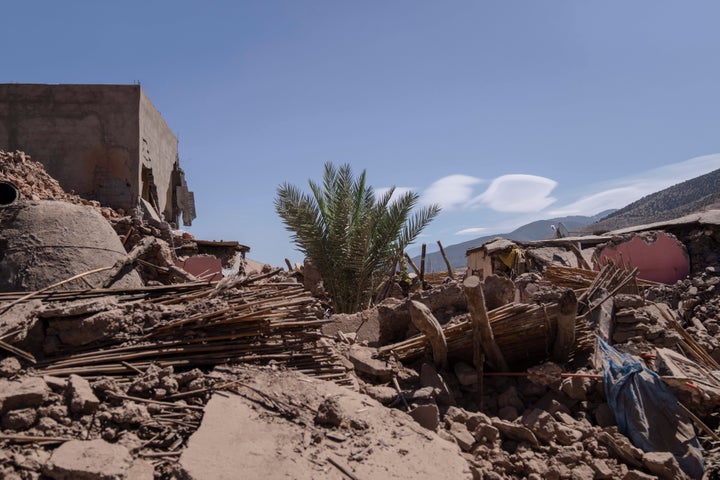 Damage brought on by the earthquake in the town of Tafeghaghte, near Marrakech, Morocco, on Sept. 11, 2023. 