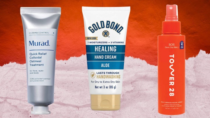 Murad's colloidal <a href="https://www.jdoqocy.com/click-100345797-11554461?sid=64ff844de4b0087ca12396ea&url=https%3A%2F%2Fwww.murad.com%2Fproduct%2Fquick-relief-colloidal-oatmeal-treatment%2F" target="_blank" data-affiliate="true" role="link" rel="sponsored" class=" js-entry-link cet-external-link" data-vars-item-name="oatmeal treatment" data-vars-item-type="text" data-vars-unit-name="64ff844de4b0087ca12396ea" data-vars-unit-type="buzz_body" data-vars-target-content-id="https://www.jdoqocy.com/click-100345797-11554461?sid=64ff844de4b0087ca12396ea&url=https%3A%2F%2Fwww.murad.com%2Fproduct%2Fquick-relief-colloidal-oatmeal-treatment%2F" data-vars-target-content-type="url" data-vars-type="web_external_link" data-vars-subunit-name="article_body" data-vars-subunit-type="component" data-vars-position-in-subunit="0">oatmeal treatment</a>, Gold Bond's healing <a href="https://www.amazon.com/Gold-Bond-Ultimate-Intensive-Healing/dp/B00A8S6HM4?tag=tessaflores-20&ascsubtag=64ff844de4b0087ca12396ea%2C-1%2C-1%2Cd%2C0%2C0%2Chp-fil-am%3D0%2C0%3A0%2C0%2C0%2C0" target="_blank" data-affiliate="true" role="link" data-amazon-link="true" rel="sponsored" class=" js-entry-link cet-external-link" data-vars-item-name="hand cream" data-vars-item-type="text" data-vars-unit-name="64ff844de4b0087ca12396ea" data-vars-unit-type="buzz_body" data-vars-target-content-id="https://www.amazon.com/Gold-Bond-Ultimate-Intensive-Healing/dp/B00A8S6HM4?tag=tessaflores-20&ascsubtag=64ff844de4b0087ca12396ea%2C-1%2C-1%2Cd%2C0%2C0%2Chp-fil-am%3D0%2C0%3A0%2C0%2C0%2C0" data-vars-target-content-type="url" data-vars-type="web_external_link" data-vars-subunit-name="article_body" data-vars-subunit-type="component" data-vars-position-in-subunit="1">hand cream</a> and Tower 28's soothing <a href="https://click.linksynergy.com/deeplink?id=Zb4jl9GtVeY&mid=2417&u1=64ff844de4b0087ca12396ea&murl=https%3A%2F%2Fwww.sephora.com%2Fproduct%2Fsos-save-our-skin-daily-rescue-facial-spray-P448852" target="_blank" data-affiliate="true" role="link" rel="sponsored" class=" js-entry-link cet-external-link" data-vars-item-name="facial spray" data-vars-item-type="text" data-vars-unit-name="64ff844de4b0087ca12396ea" data-vars-unit-type="buzz_body" data-vars-target-content-id="https://click.linksynergy.com/deeplink?id=Zb4jl9GtVeY&mid=2417&u1=64ff844de4b0087ca12396ea&murl=https%3A%2F%2Fwww.sephora.com%2Fproduct%2Fsos-save-our-skin-daily-rescue-facial-spray-P448852" data-vars-target-content-type="url" data-vars-type="web_external_link" data-vars-subunit-name="article_body" data-vars-subunit-type="component" data-vars-position-in-subunit="2">facial spray</a>.
