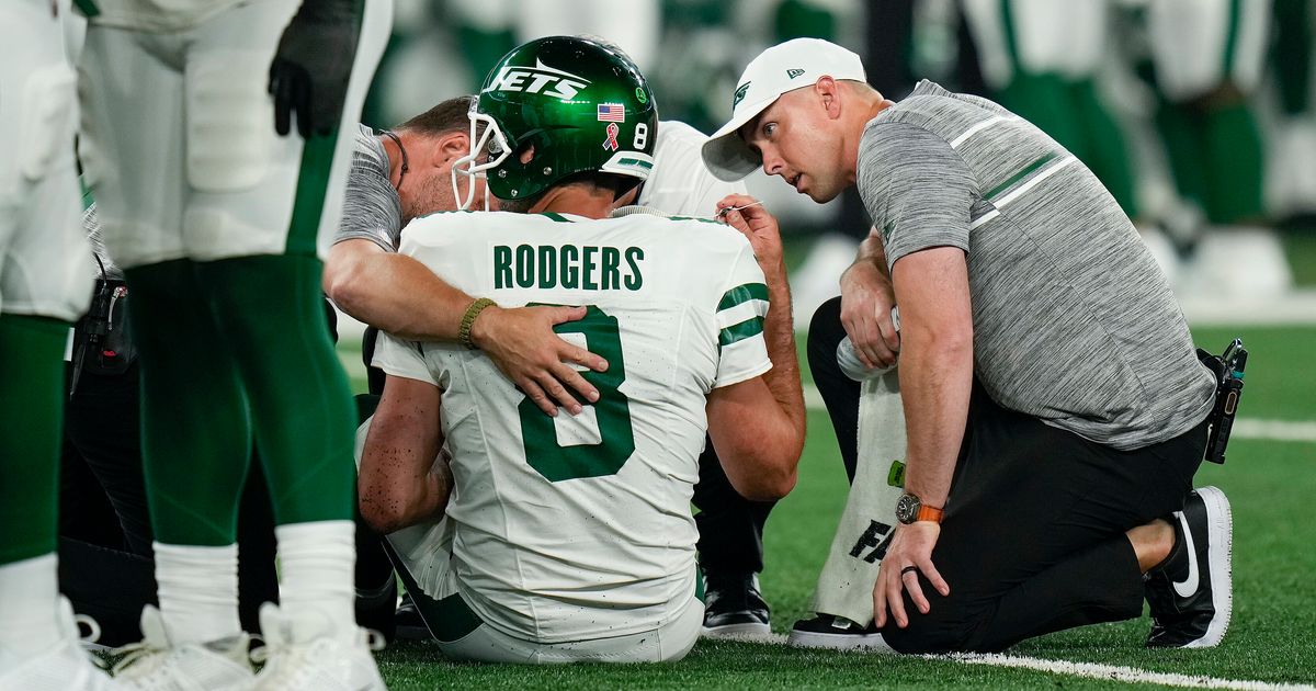 Aaron Rodgers Injured, Carted From Sideline Minutes Into Jets Debut
