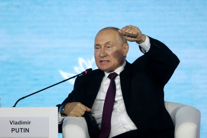 Russian President Vladimir Putin speaks during the Eastern Economic Forum September 12,2023, in Vladivostok, Russia.