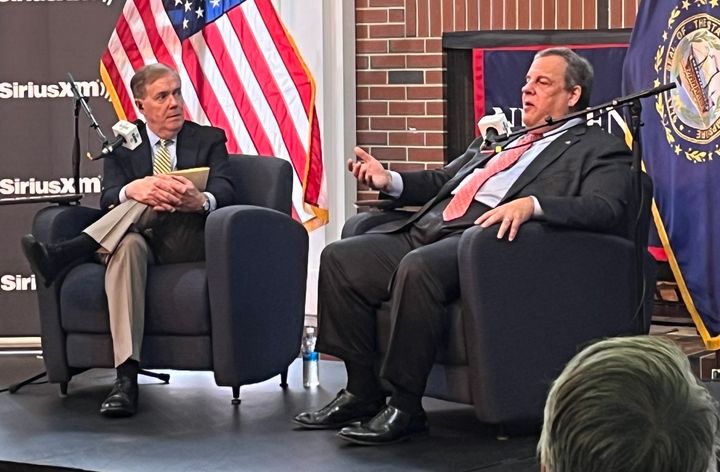 Former New Jersey Gov. Chris Christie continued his New Hampshire-centric presidential campaign with a "town hall" style visit to New England College on Tuesday.