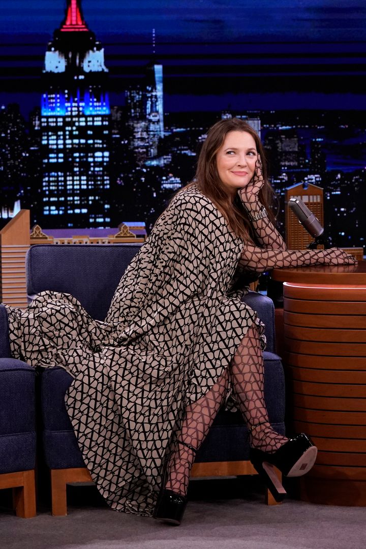 Talk show host Drew Barrymore during an interview on "The Tonight Show Starring Jimmy Fallon" on April 27.