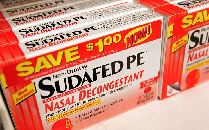 Sudafed PE, which contains phenylephrine, is on display at a Walgreens store on June 26, 2006, in Chicago.