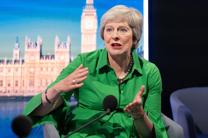 Former prime minister Theresa May during a recording with Andrew Marr for LBC.