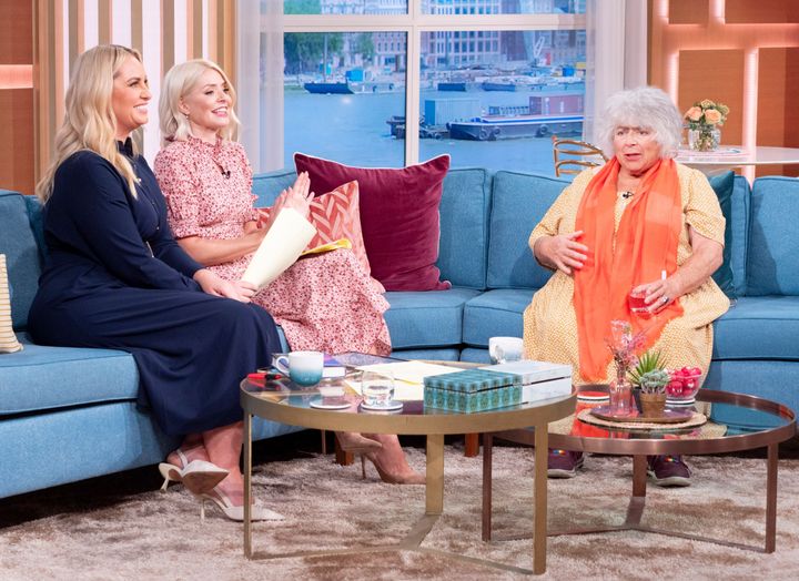 Miriam joined Josie Gibson and Holly Willoughby on the sofa