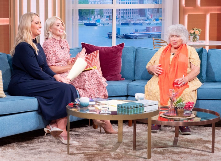 Miriam joined Josie Gibson and Holly Willoughby on the sofa