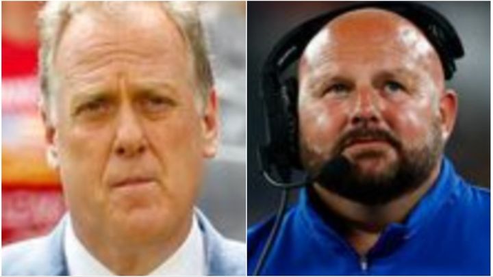 ESPN radio personality Michael Kay, left, apologized to New York Giants coach Brian Daboll, right, after criticizing him for hosting what turned out to be a birthday party for his 6-year-old son the day before the Giants' season opener.