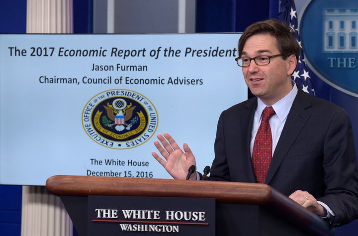 Former White House Council of Economic Advisers Chairman Jason Furman, pictured here speaking at a White House briefing in December 2016, said allowing the part of the Trump tax cuts benefitting individuals to expire should be looked at in 2025.