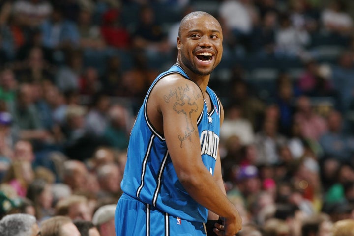 Brandon Hunter smiles during the game against the Milwaukee Bucks on April 16, 2005.