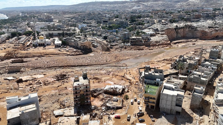 A view of the flooded city of Derna on Wednesday.