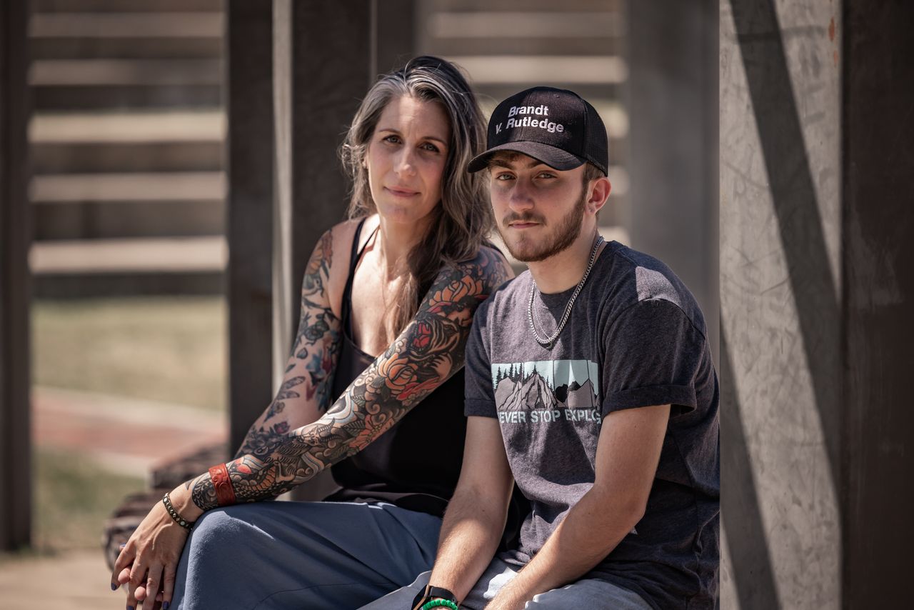 Dylan with his mother, Joanna Brandt, who sat through expert testimony that minimized the harms of eradicating medically necessary care. “Actual lives are being saved by affirming care, and nobody on the state side cared," she said.