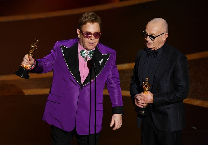 Sir Elton John and Bernie Taupin at the 2020 Oscars
