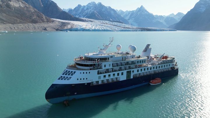 The Ocean Explorer cruise ship is run aground in Greenland on Tuesday.