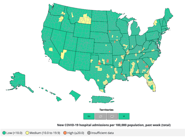 There are currently more people hospitalized for COVID-19 in Florida than in any other state. Pictured in this map is the reported new COVID-19 hospitalization rate per 100,000 population within the past week by county.