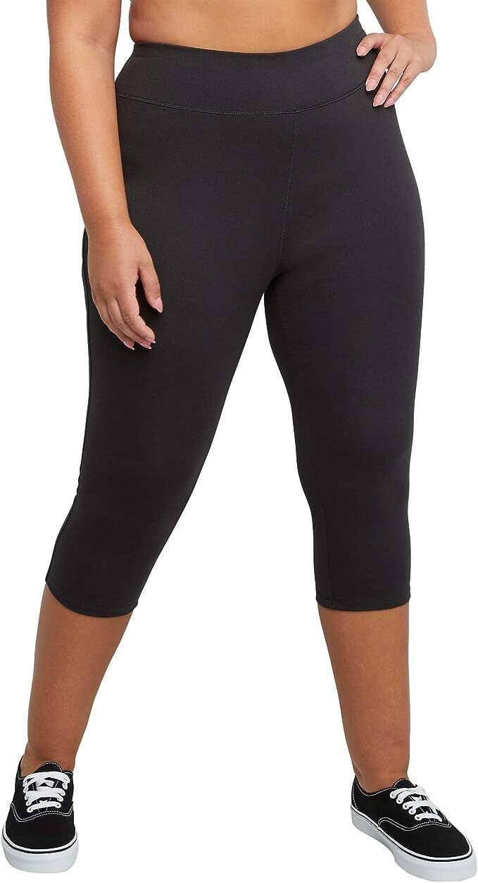IDEOLOGY Womens Black Stretch Pocketed Color Block Active Wear Capri  Leggings Plus 1X