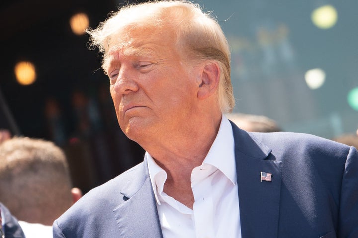 Donald Trump leaves after speaking at the Iowa State Fair in Des Moines on Aug. 12. He talked about his handling of the COVID-19 pandemic with Megyn Kelly on her show this week.