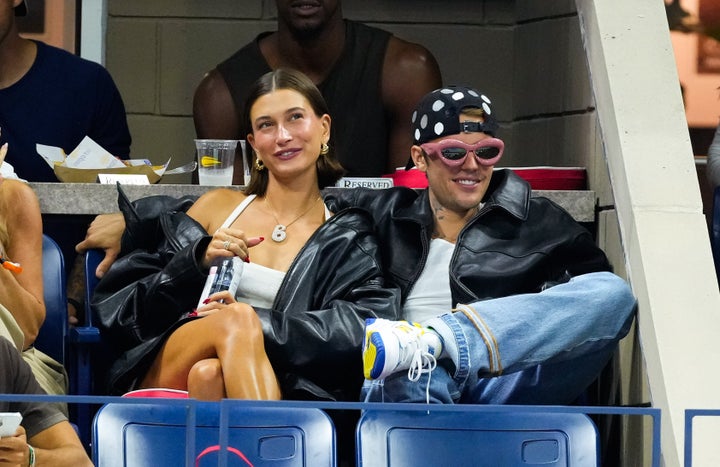 Hailey and Justin Bieber are photographed at the 2023 U.S. Open on Sept. 1 in New York City.