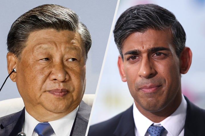 China's president Xi Jinping and the UK's PM Rishi Sunak