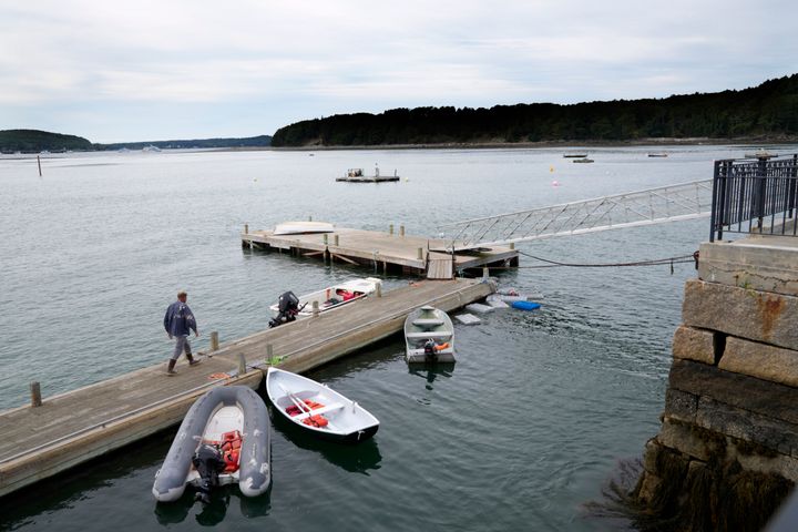 Lobsterman Bruce Young heads for home after hauling his fishing boat and skiff out of the water in advance of Hurricane Lee, Friday, Sept. 15, 2023, in Bar Harbor, Maine. Fishermen in the area are moving their boats to safety before Saturday's storm.
