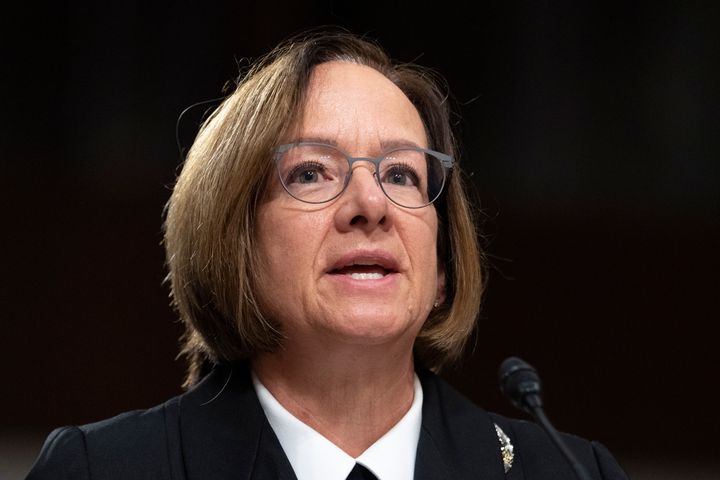 Navy Adm. Lisa Franchetti attends a Senate Armed Services Committee hearing on her nomination for reappointment to the grade of admiral and to be Chief of Naval Operations, Thursday, Sept. 14, 2023, on Capitol Hill in Washington. (AP Photo/Jacquelyn Martin, File)