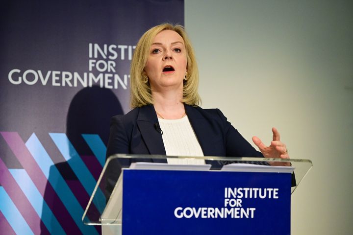 Liz Truss delivers an economic speech at Institute for Government this morning.