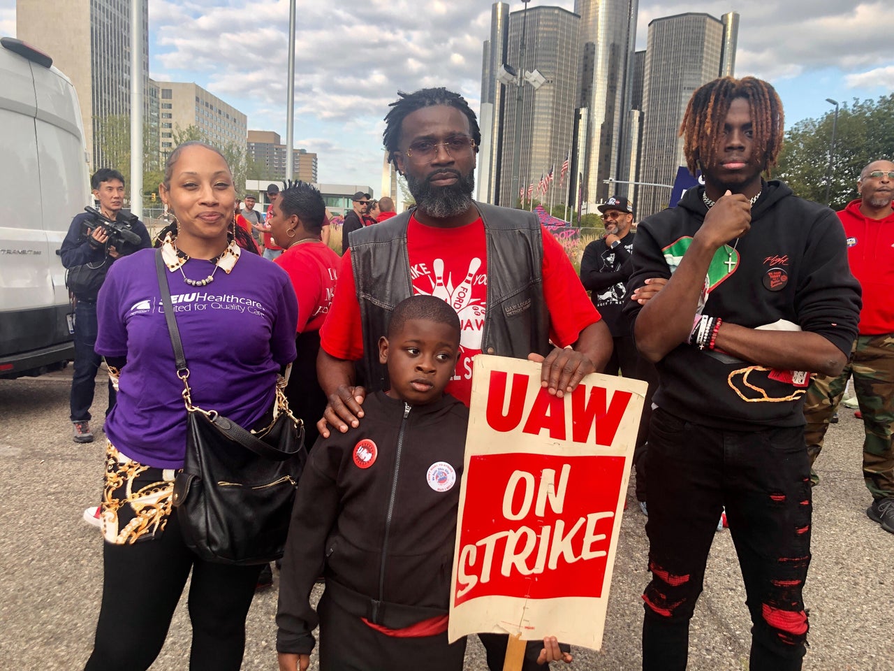 GM worker Kenyon Reed and his family. Reed said he expects big raises in this contract to make up for earlier concessions.