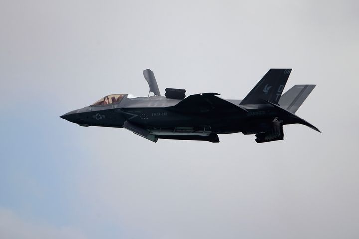 A United States Marine Corps F-35B Lightning II takes part in an aerial display during the Singapore Airshow 2022 at Changi Exhibition Centre in Singapore, Feb. 15, 2022. A Marine Corps pilot safely ejected from a fighter jet over South Carolina and the search for his missing aircraft was focused on two lakes near North Charleston. Military officials say the pilot parachuted safely into a North Charleston neighborhood Sunday Sept. 17, 2023. He was taken to a hospital and was in stable condition. The pilot's name has not been released. A search for the missing F-35 was focused on Lake Moultrie and Lake Marion, which are north of North Charleston. 