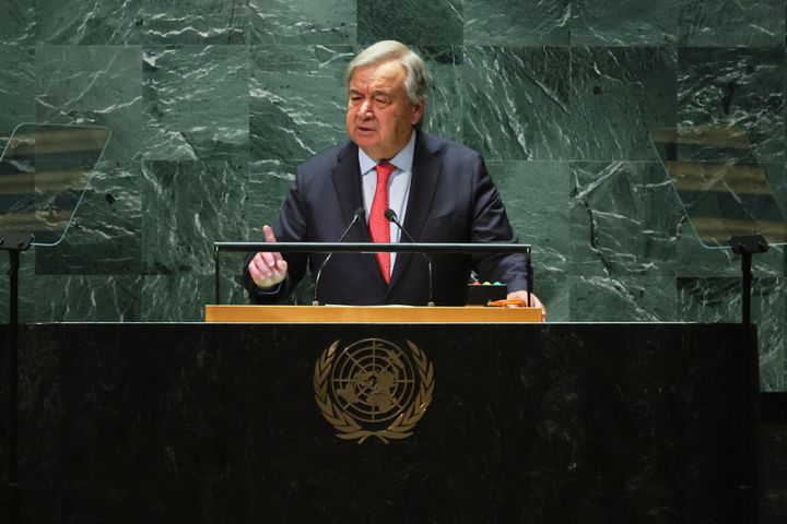 UN Secretary General Antonio Guterres speaks during the United Nations General Assembly (UNGA) at the United Nations headquarters on September 19, 2023 in New York City.