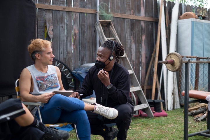 "Cassandro" actor Gael García Bernal and director Roger Ross Williams.