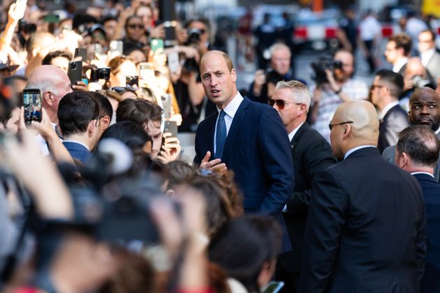 Prince William visits with crowds outside of Fire House 10 on Sep. 19, 2023, in New York City.