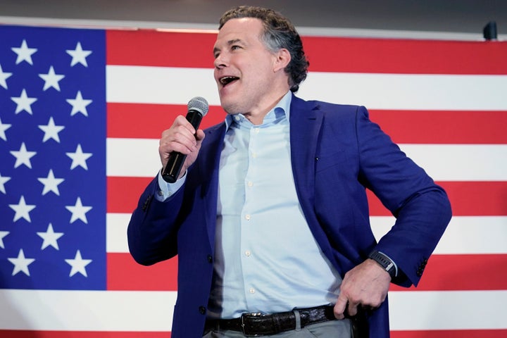 Dave McCormick talks to supporters during his 2022 Senate run, when he failed to emerge from the primary. He is hoping for more success against Sen. Bob Casey (D-Pa.) in 2024.