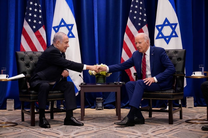 President Joe Biden meets with Israeli Prime Minister Benjamin Netanyahu in New York, Wednesday, Sept. 20, 2023. Biden was in New York to address the 78th United Nations General Assembly. (AP Photo/Susan Walsh)