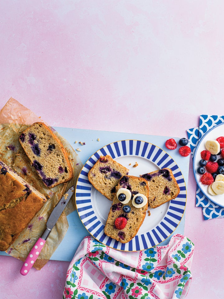 Banana and blueberry loaf cake