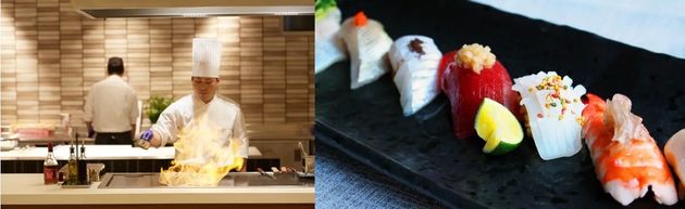 和歌山県「ブランシェット南紀白浜」のライブキッチンや、提供されるメニューの一例