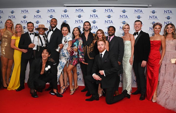 Amy with her Strictly colleagues at the NTAs