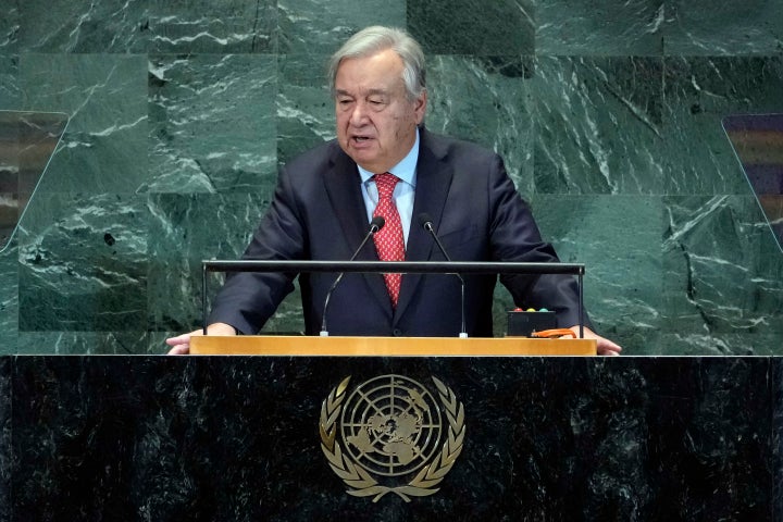 UN Secretary General Antonio Guterres addresses the United Nations Sustainable Development Forum, Monday, Sept. 18, 2023.