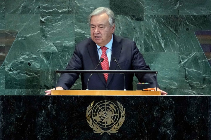 UN Secretary General Antonio Guterres addresses the United Nations Sustainable Development Forum, Monday, Sept. 18, 2023. 