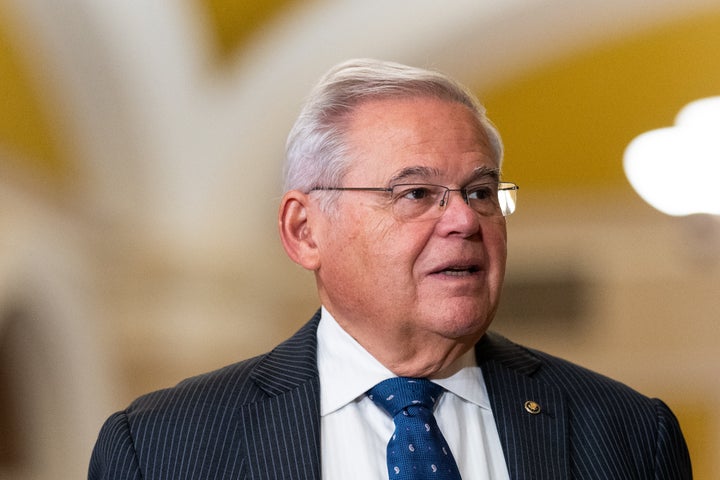 Sen. Bob Menendez (D-N.J.) arrives for Ukraine President Volodymyr Zelenskyy's meeting with U.S. senators in the Capitol on Sept. 21.