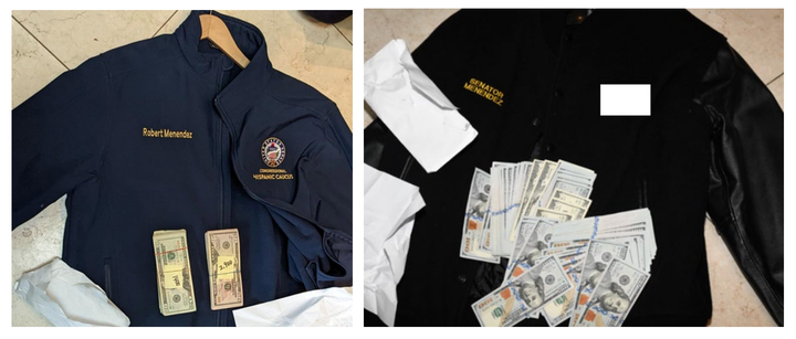 Cash on clothing that allegedly belonged to Sen. Bob Menendez (D-N.J.).