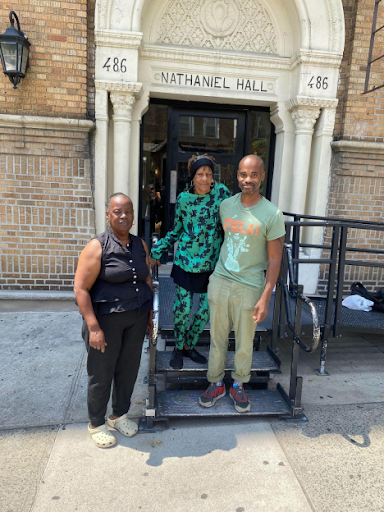 The author with his neighbors, Sharon Drumgo (left) and Beverly Tyree. "They've lived in Bed-Stuy their entire lives," he writes.