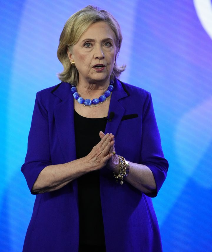 Hillary Clinton speaks during the Clinton Global Initiative meeting on September 18, 2023 in New York City.