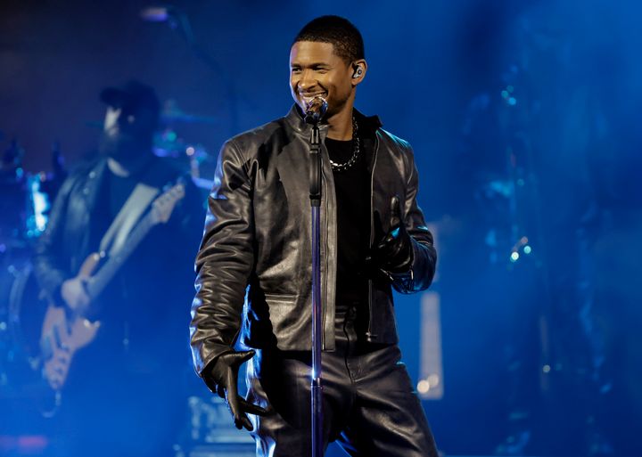 Usher on stage last month