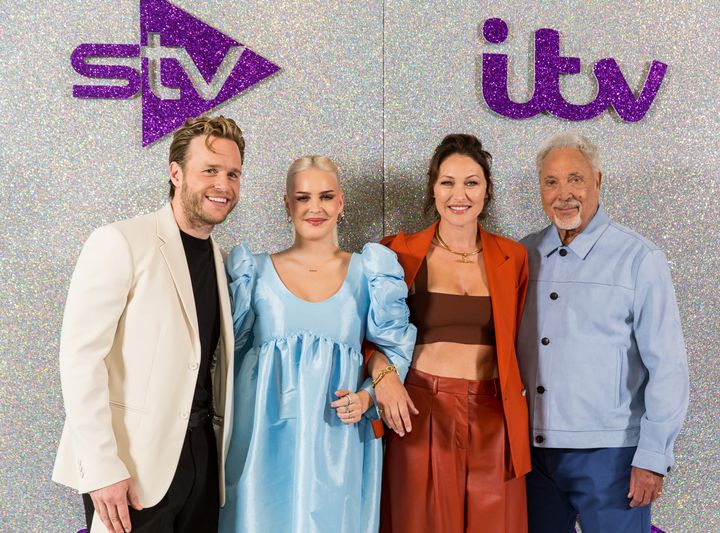 Olly with Voice UK colleagues Anne-Marie, Emma Willis and Sir Tom Jones
