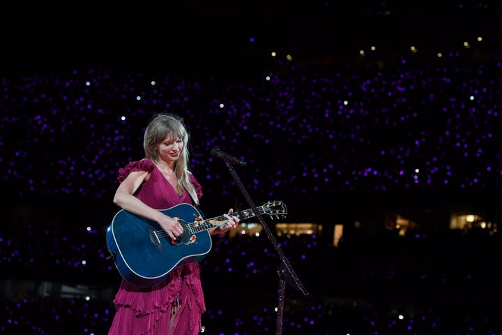 Taylor Swift on stage in Kansas City in July